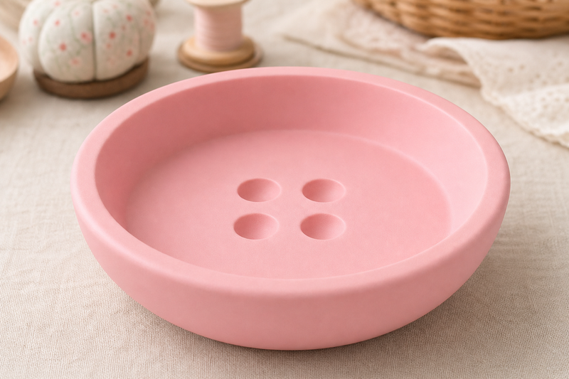 Button Catchall Bowl, Pastel Sewing Room Trinket Dish, Cute Craft Desk Decor Gift