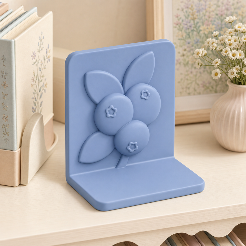 Blueberry Bookend, Pastel Berry Book Stand, Cute Cottagecore Shelf Decor