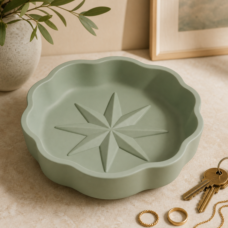 Compass Rose Key Bowl, Pastel Catchall Dish, Celestial Entryway Decor Gift