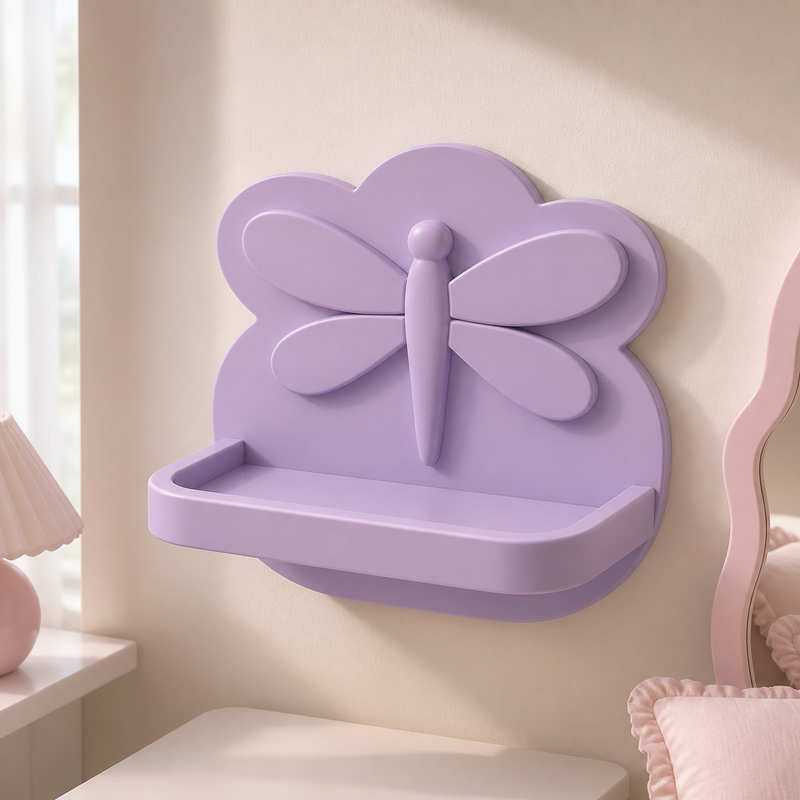Dragonfly Mini Wall Ledge, Fairycore Pastel Shelf, Nursery Vanity Room Decor
