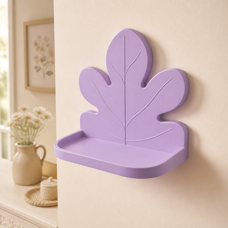 Fig Leaf Mini Wall Ledge, Cottagecore Botanical Shelf, Pastel Room Decor Gift