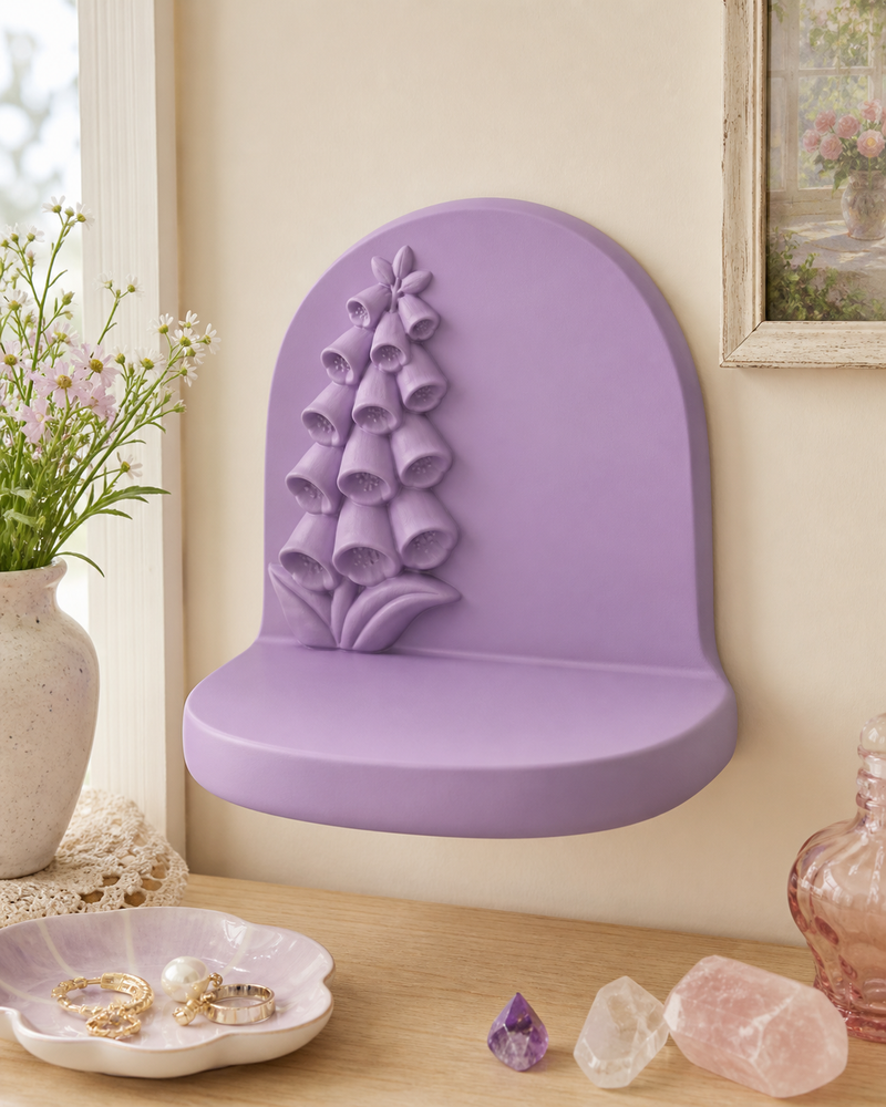 Foxglove Mini Wall Ledge, Pastel Cottagecore Shelf, Cute Room Decor Gift
