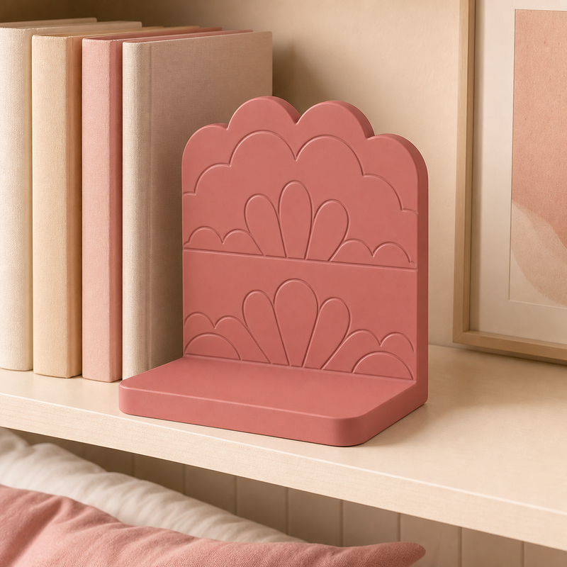 Scallop Bookend, Coquette Lace Book Stand, Pastel Shelf Decor Gift