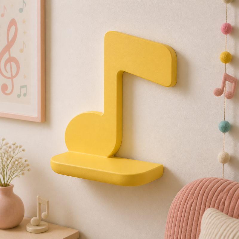 Music Note Mini Wall Shelf, Pastel Music Room Display Ledge, Cute Dorm Decor Gift