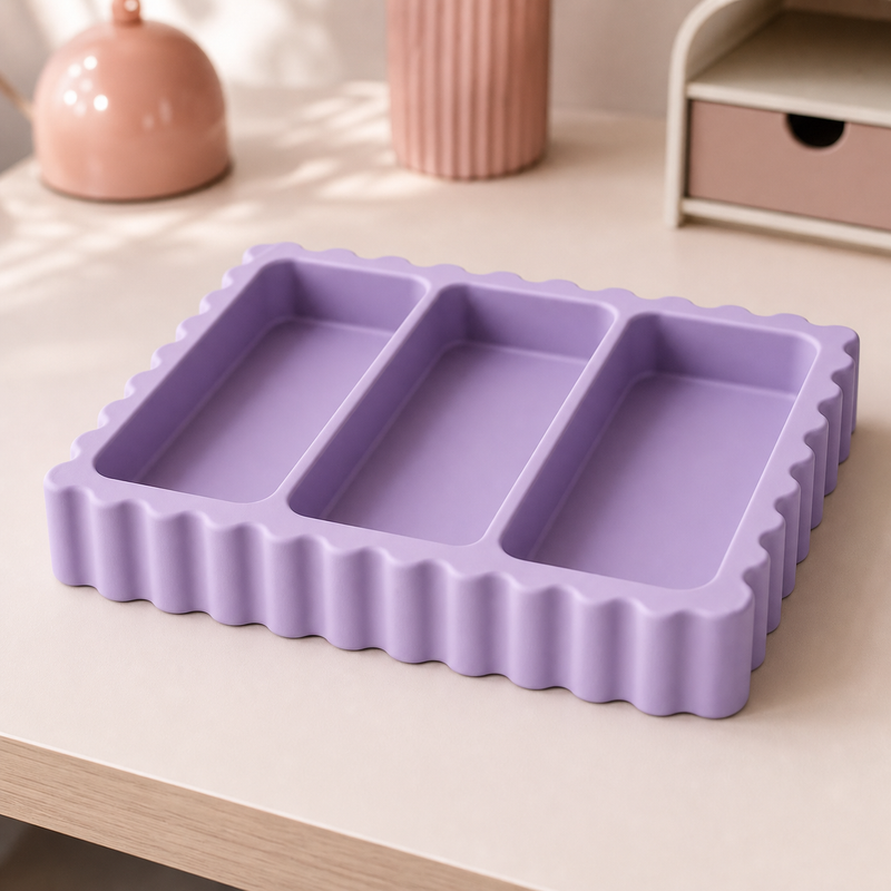 Postage Stamp Desk Organizer, Pastel Stationery Tray, Cute Desk Decor Gift