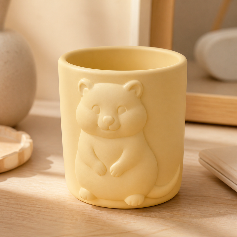 Quokka Makeup Brush Cup, Pastel Pencil Holder, Cute Animal Desk Decor Gift