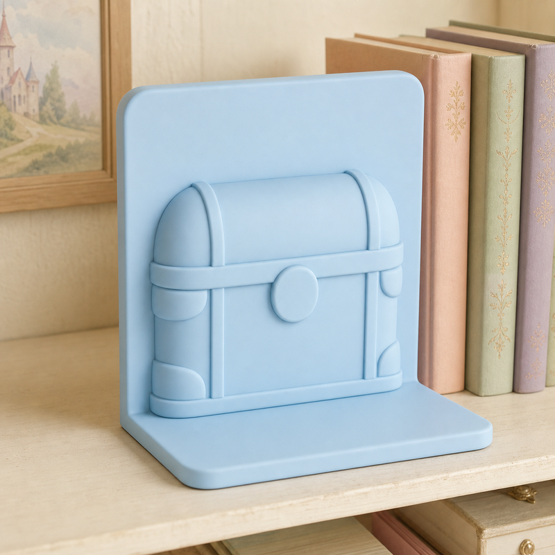 Treasure Chest Bookend, Pastel Fantasy Book Stand, Cute Shelf Room Decor