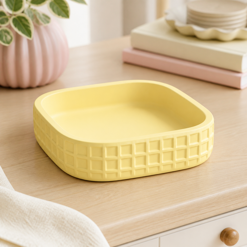 Waffle Key Bowl, Pastel Catchall Dish, Cute Entryway Vanity Desk Decor