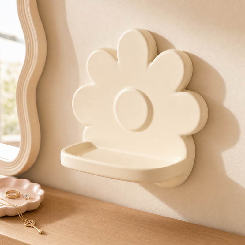 Daisy Wall Shelf, Pastel Crystal Shelf, Cute Room Decor