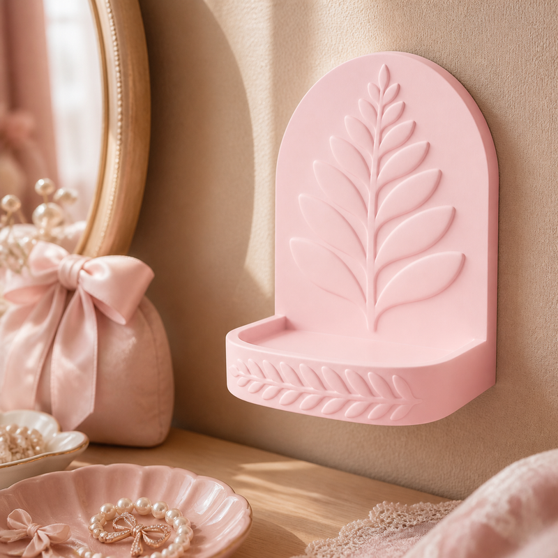 Fern Mini Wall Ledge, Pastel Botanical Trinket Shelf, Cute Room Decor