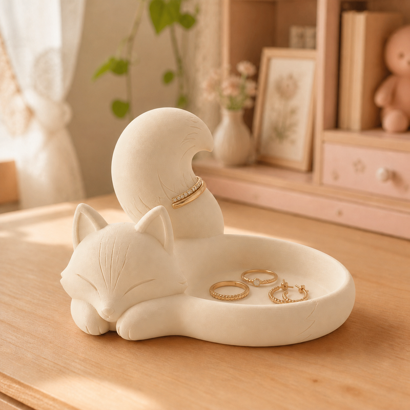 Fox Tail Trinket Tray, Pastel Ring Dish, Cute Vanity Decor