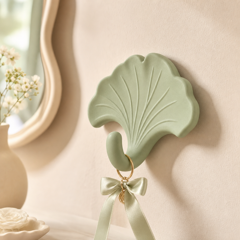 Ginkgo Leaf Wall Hook, Pastel Key Holder, Cute Wall Organizer
