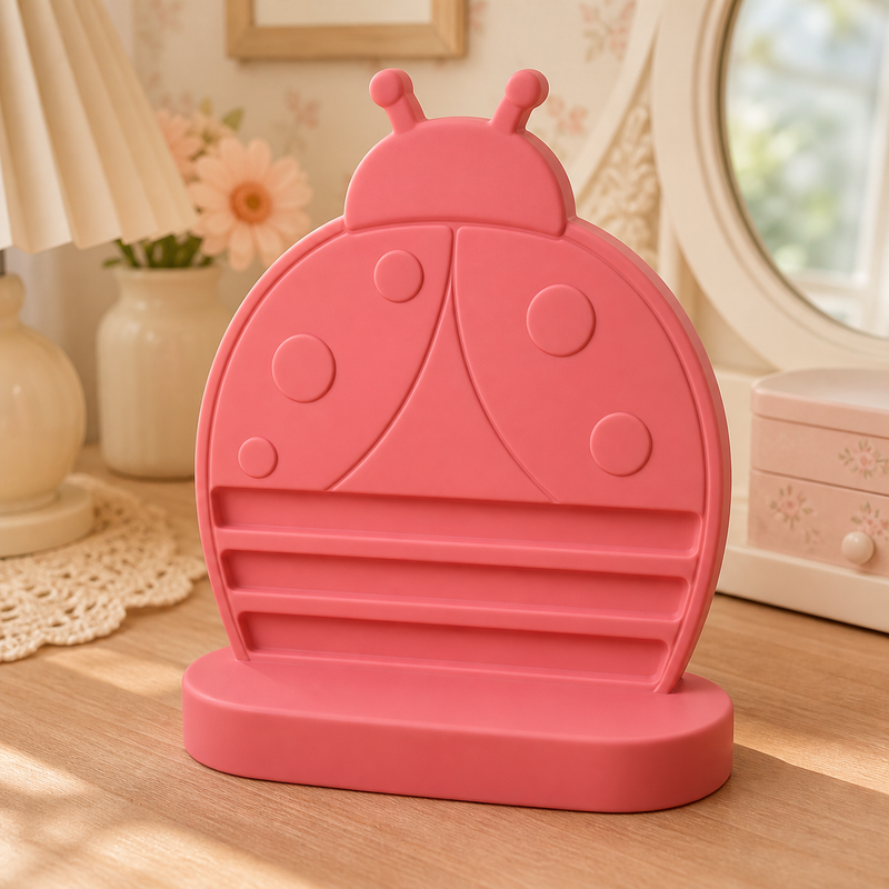Ladybug Earring and Hair Clip Display, Pastel Vanity Organizer, Cute Desk Decor Gift