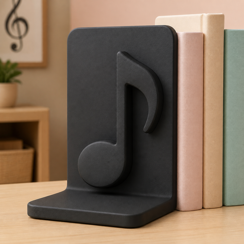 Music Note Bookends Pair, Shelf Decor, Cute Desk Book Holder