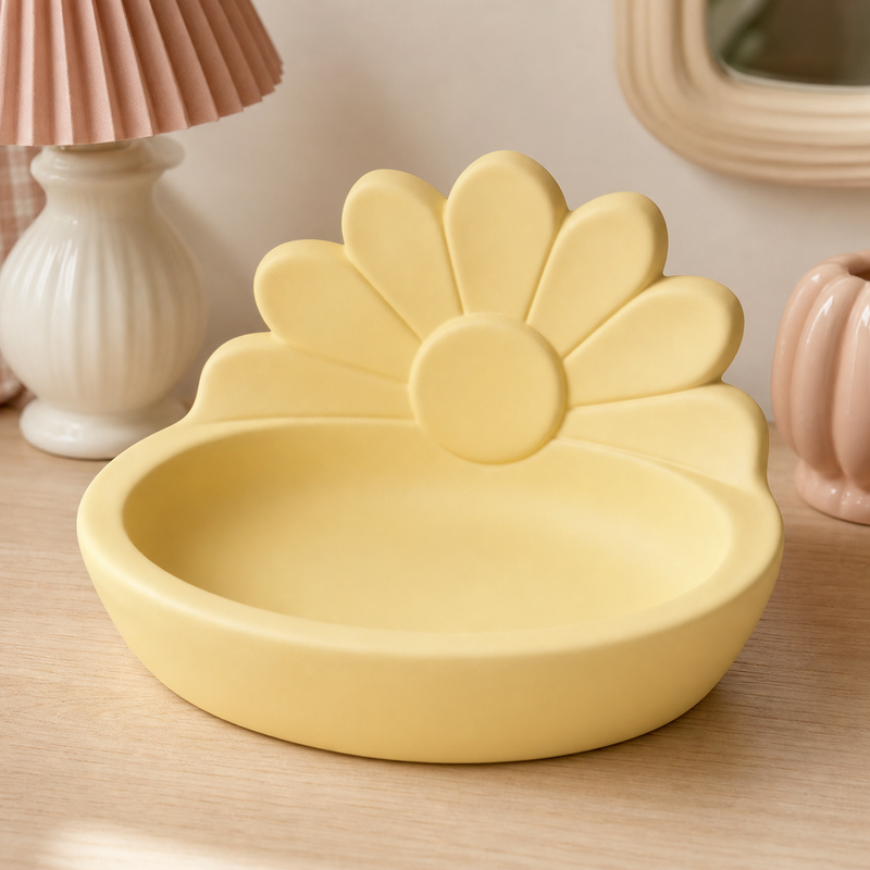 Sunflower Key Bowl, Pastel Flower Catchall Dish, Cottagecore Entryway Decor