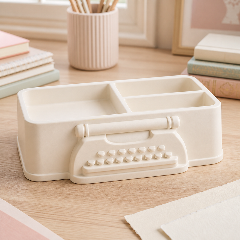 Typewriter Desk Organizer, Pastel Writing Desk Tray, Cute Office Room Decor