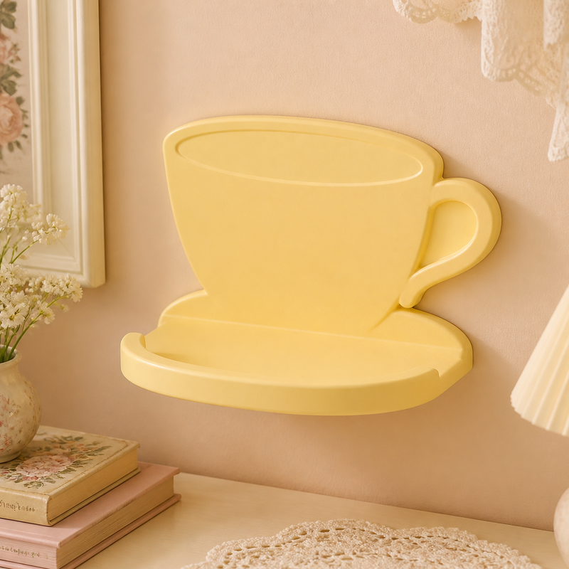 Teacup Mini Wall Ledge, Pastel Trinket Shelf, Cottagecore Cute Room Decor