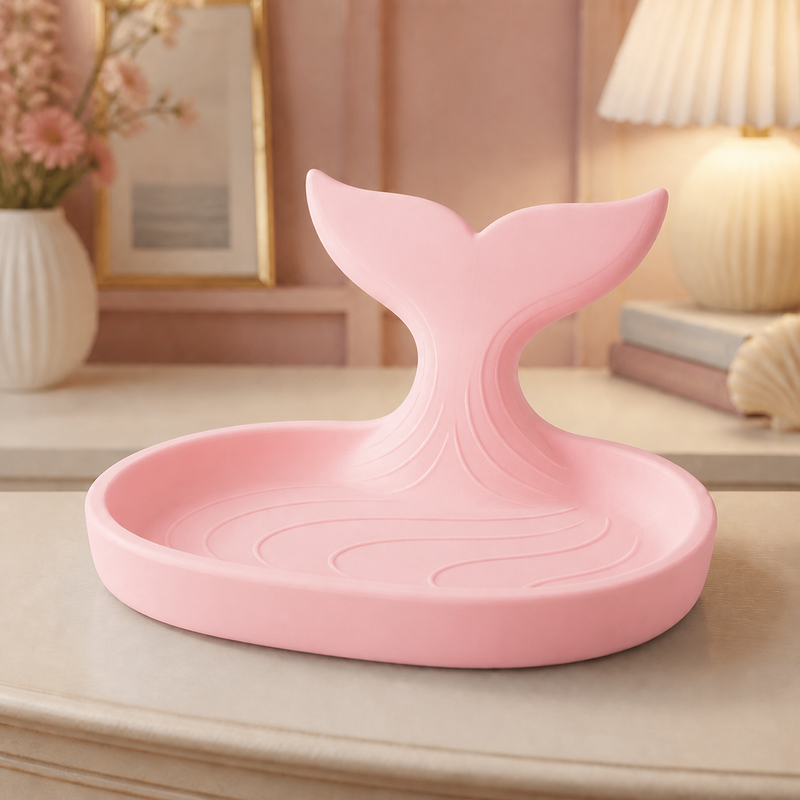 Whale Tail Trinket Tray, Pastel Ring Dish, Cute Vanity Decor