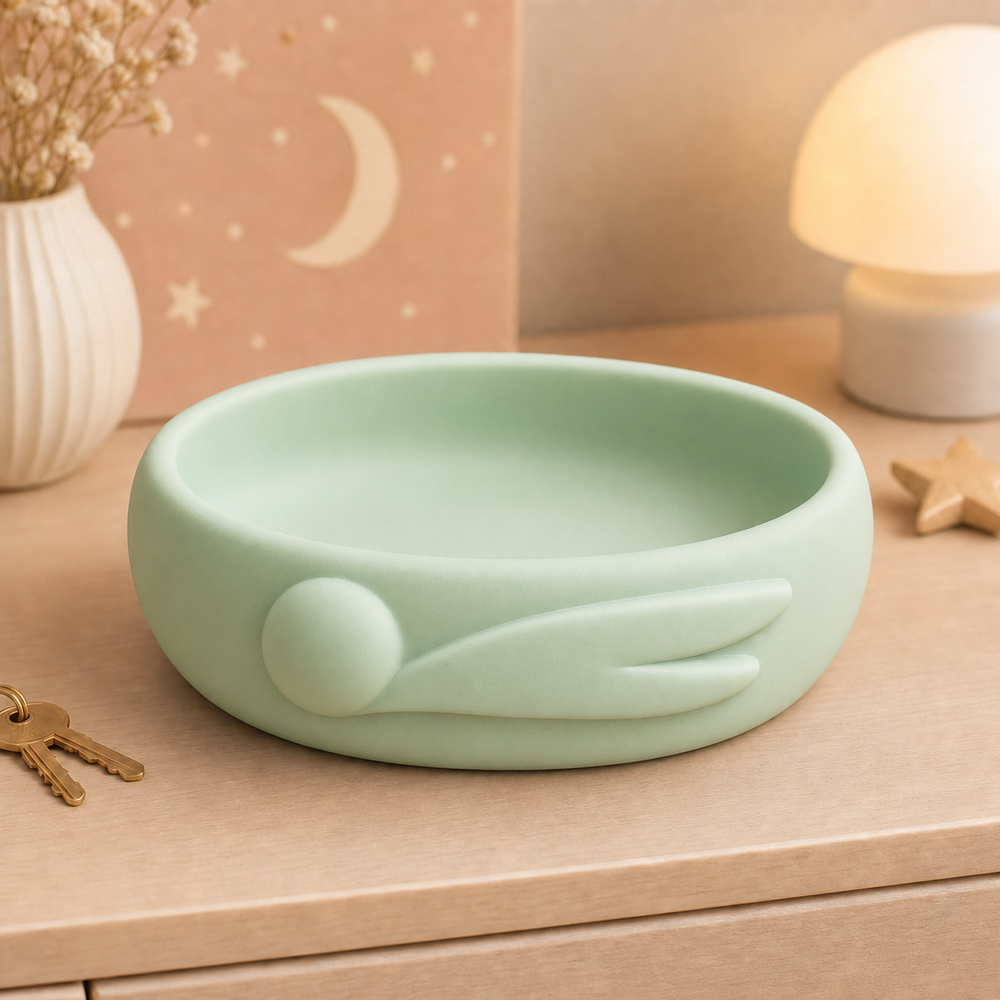 Comet Key Bowl, Pastel Catchall Dish, Celestial Entryway Decor Gift — Green color variant