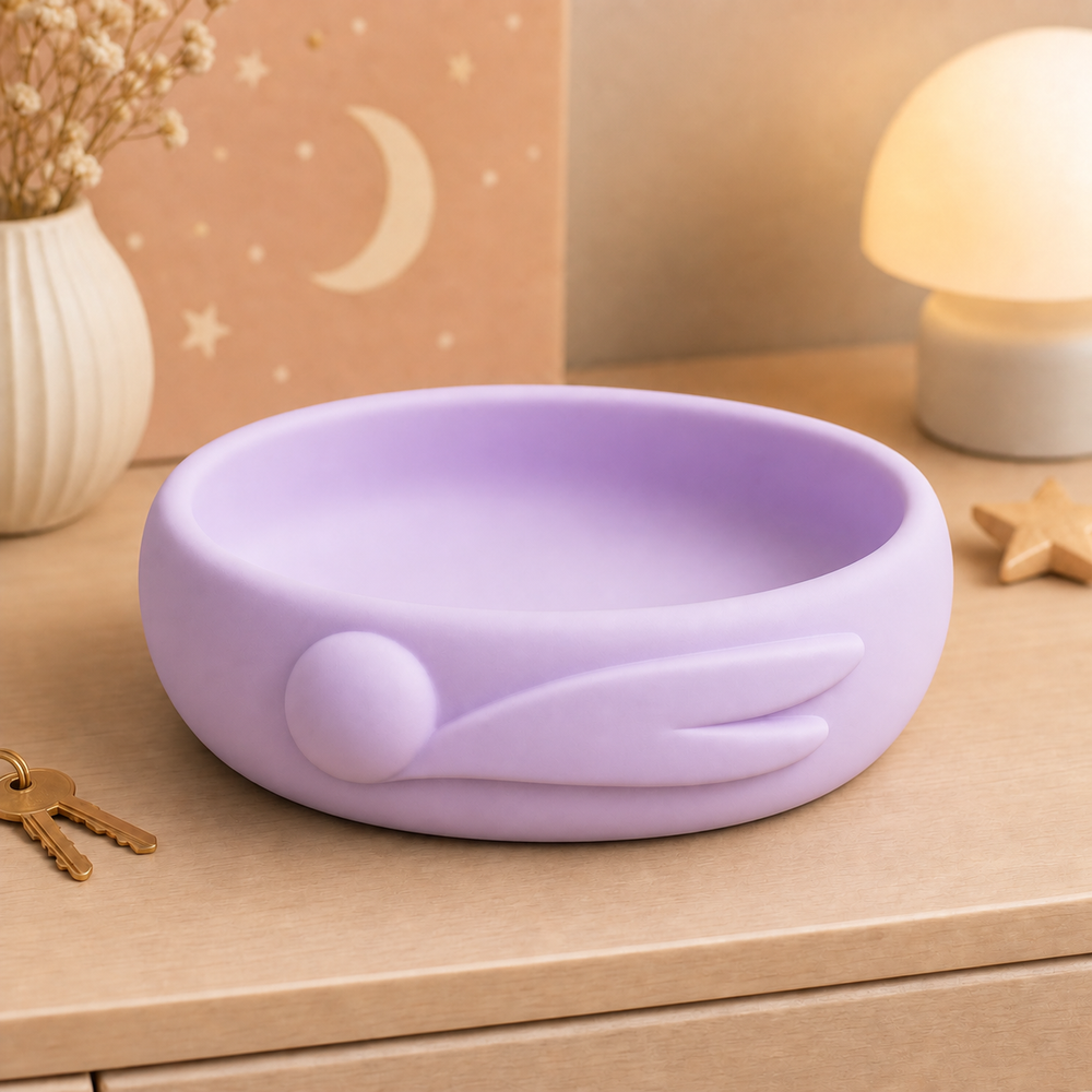 Comet Key Bowl, Pastel Catchall Dish, Celestial Entryway Decor Gift — Purple color variant
