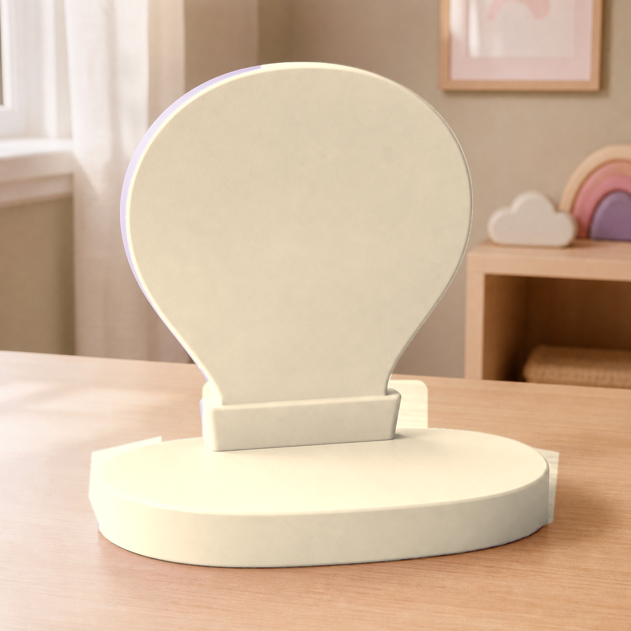 Hot Air Balloon Display Riser, Pastel Nursery Shelf Accent, Cute Desk Decor Gift — Beige color variant