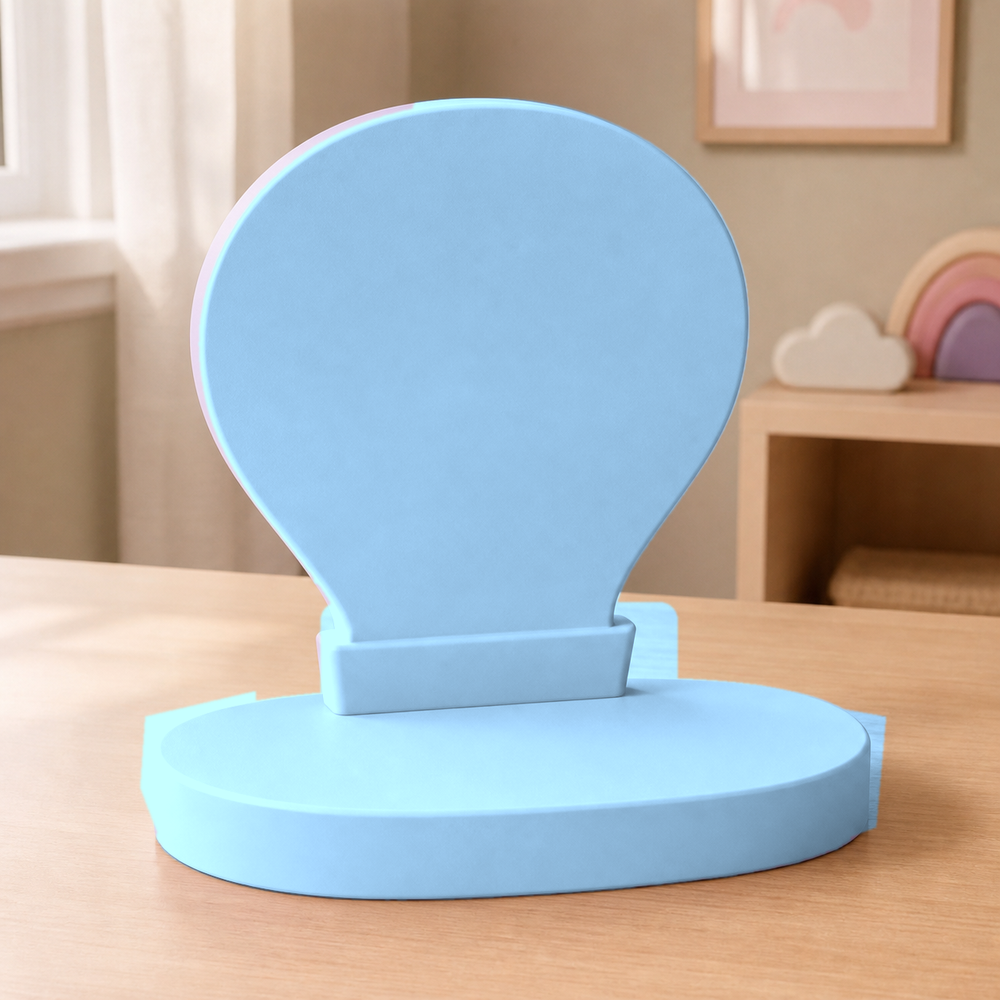 Hot Air Balloon Display Riser, Pastel Nursery Shelf Accent, Cute Desk Decor Gift — Blue color variant