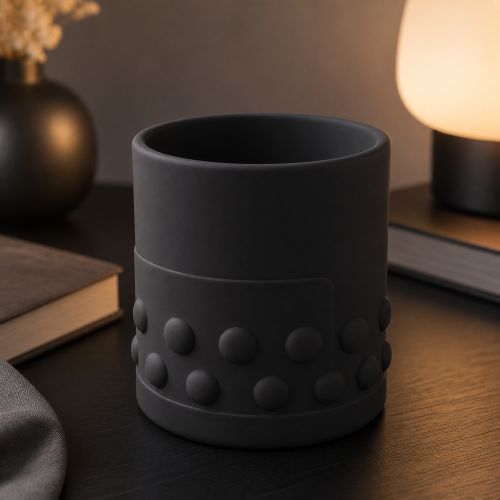 Bubble Tea Brush Cup, Pastel Makeup Holder, Cute Boba Desk Decor Gift — Black color variant