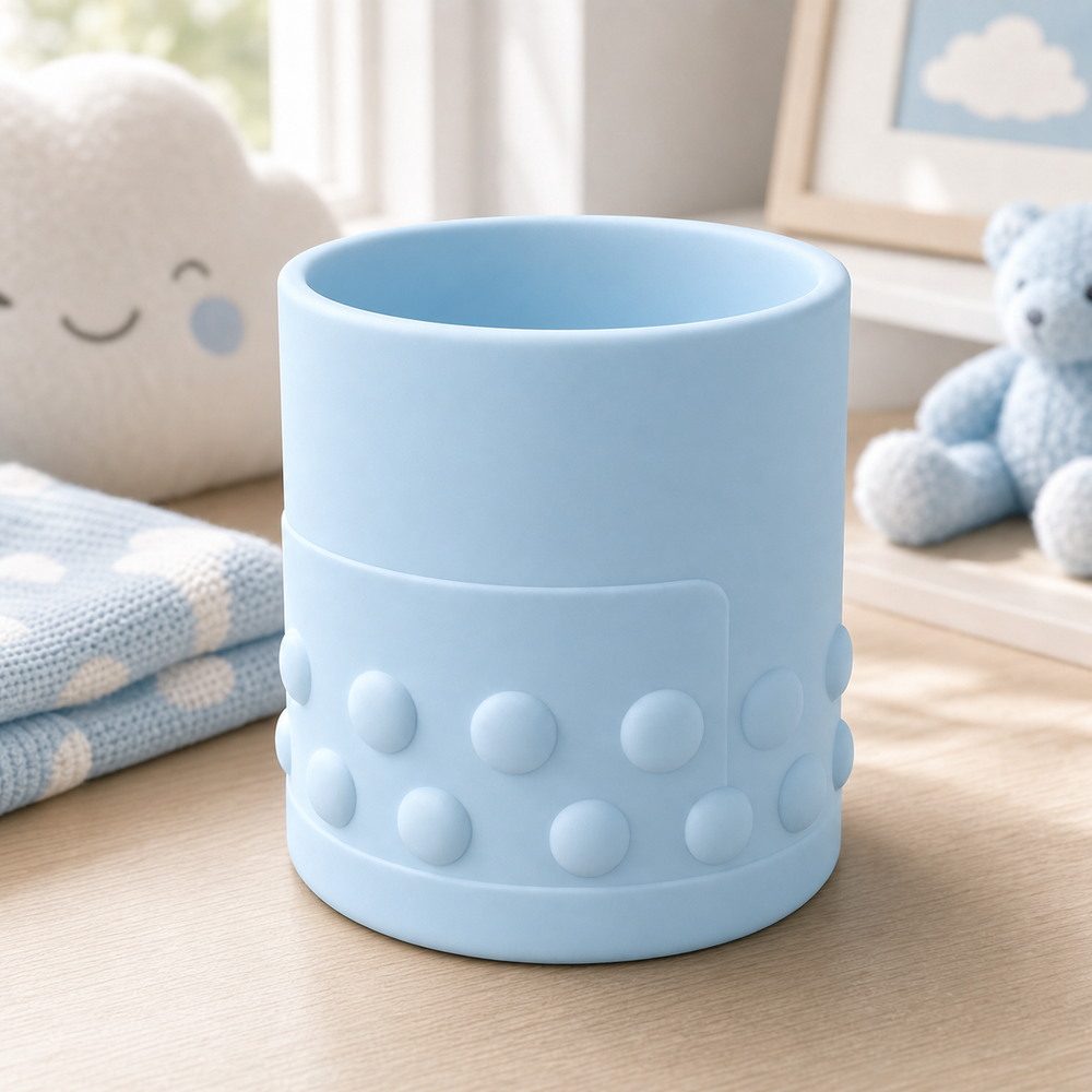 Bubble Tea Brush Cup, Pastel Makeup Holder, Cute Boba Desk Decor Gift — Blue color variant