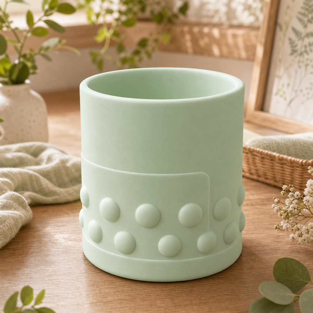 Bubble Tea Brush Cup, Pastel Makeup Holder, Cute Boba Desk Decor Gift — Green color variant