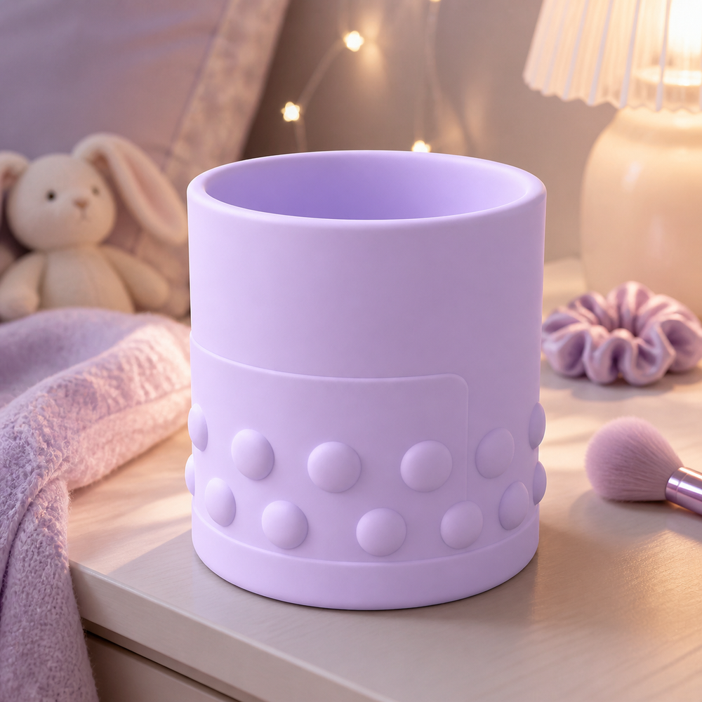 Bubble Tea Brush Cup, Pastel Makeup Holder, Cute Boba Desk Decor Gift — Purple color variant