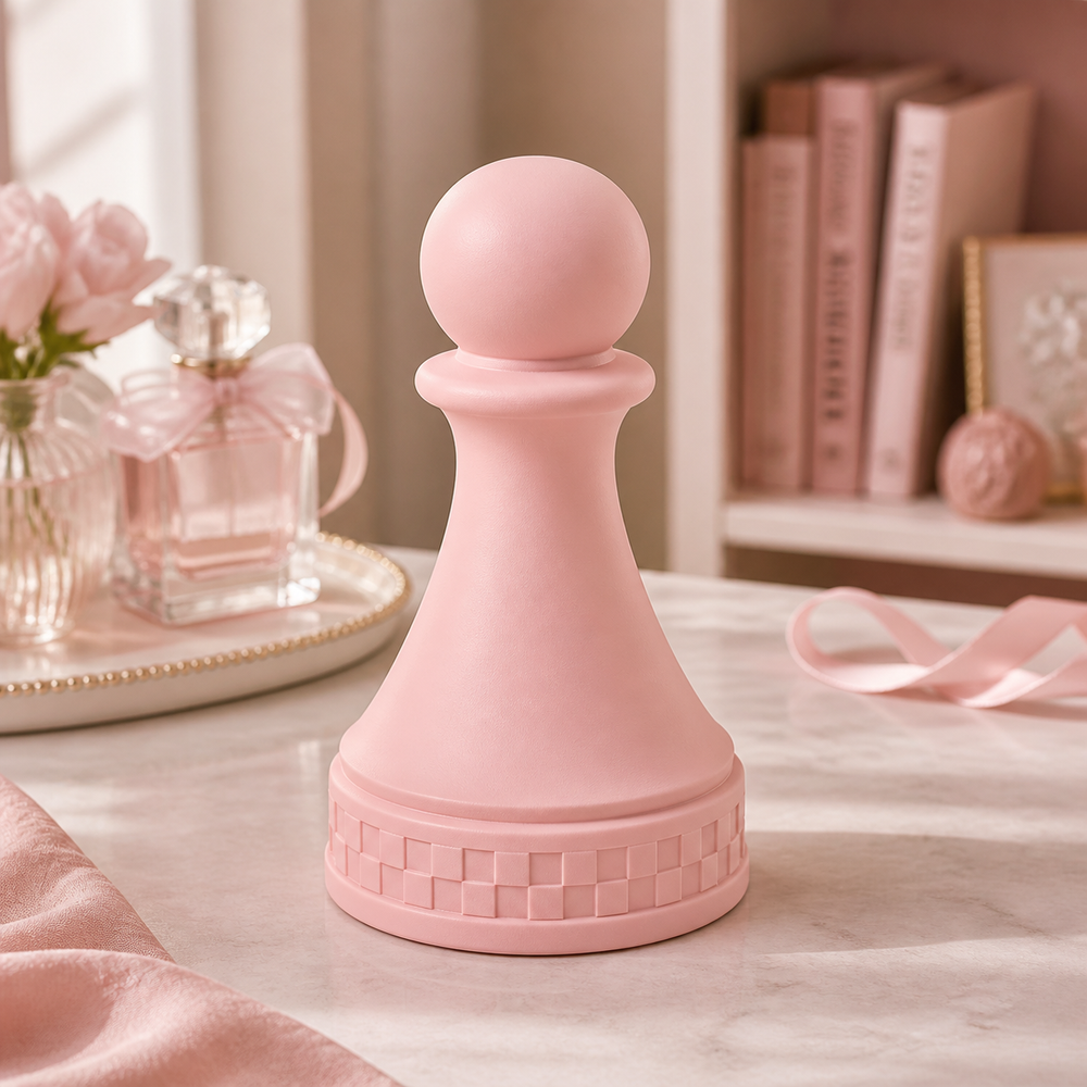 Chess Pawn Jewelry Holder, Pastel Ring Cone, Cute Game Room Vanity Decor — Pink color variant