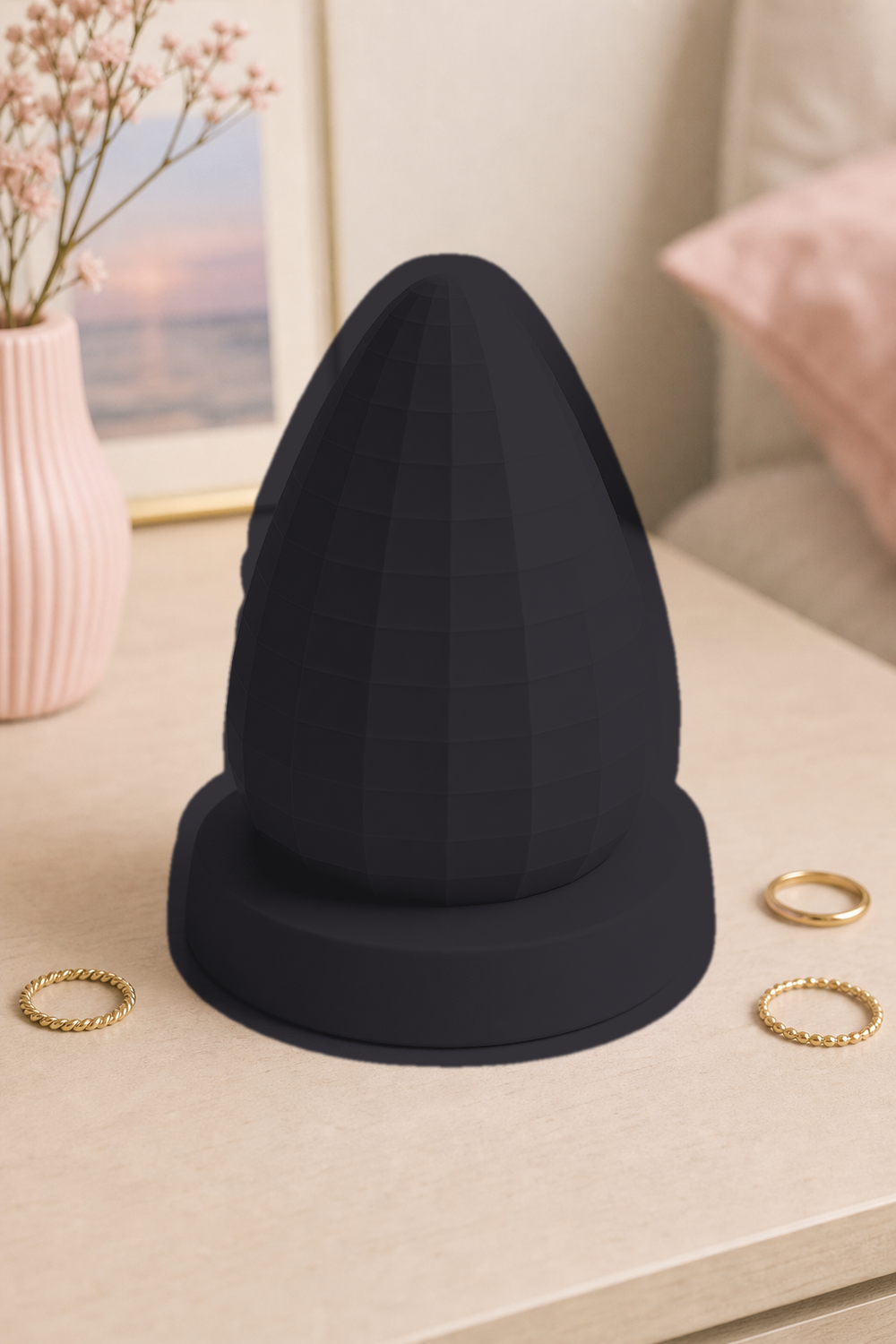 Disco Ball Ring Holder, Pastel Jewelry Cone, Retro Vanity Room Decor Gift — Black color variant