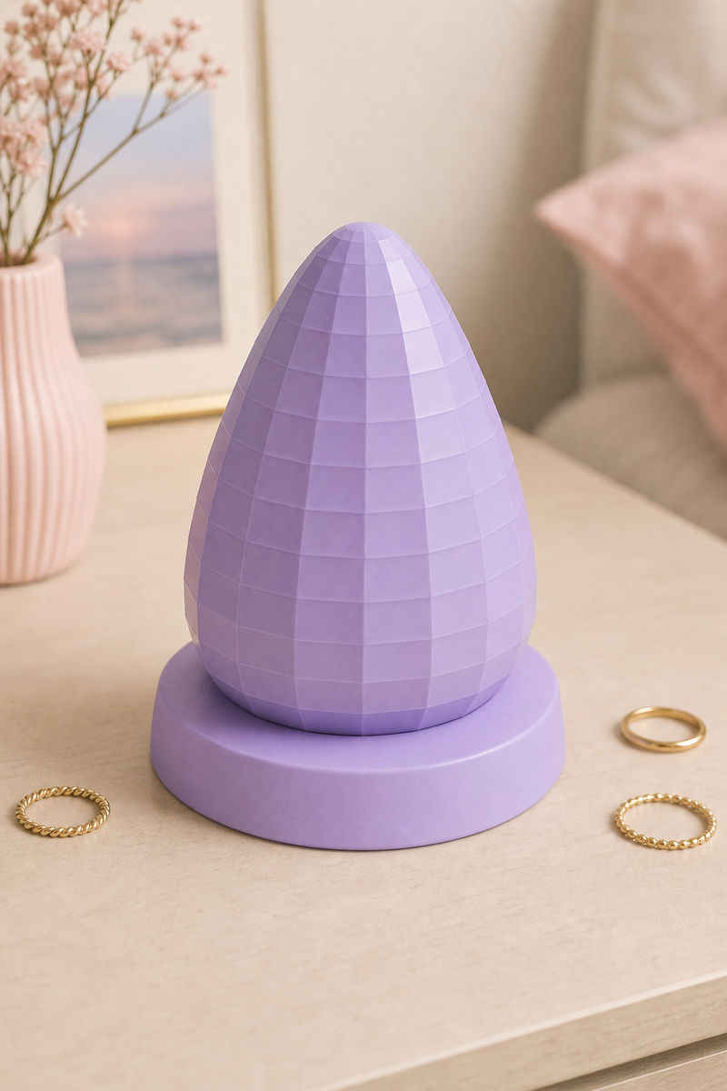 Disco Ball Ring Holder, Pastel Jewelry Cone, Retro Vanity Room Decor Gift — Purple color variant