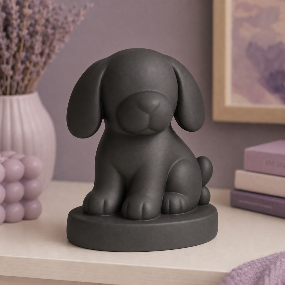 Dog Sculptural Shelf Accent, Pastel Puppy Desk Decor, Cute Nursery Room Decor Gift — Black color variant