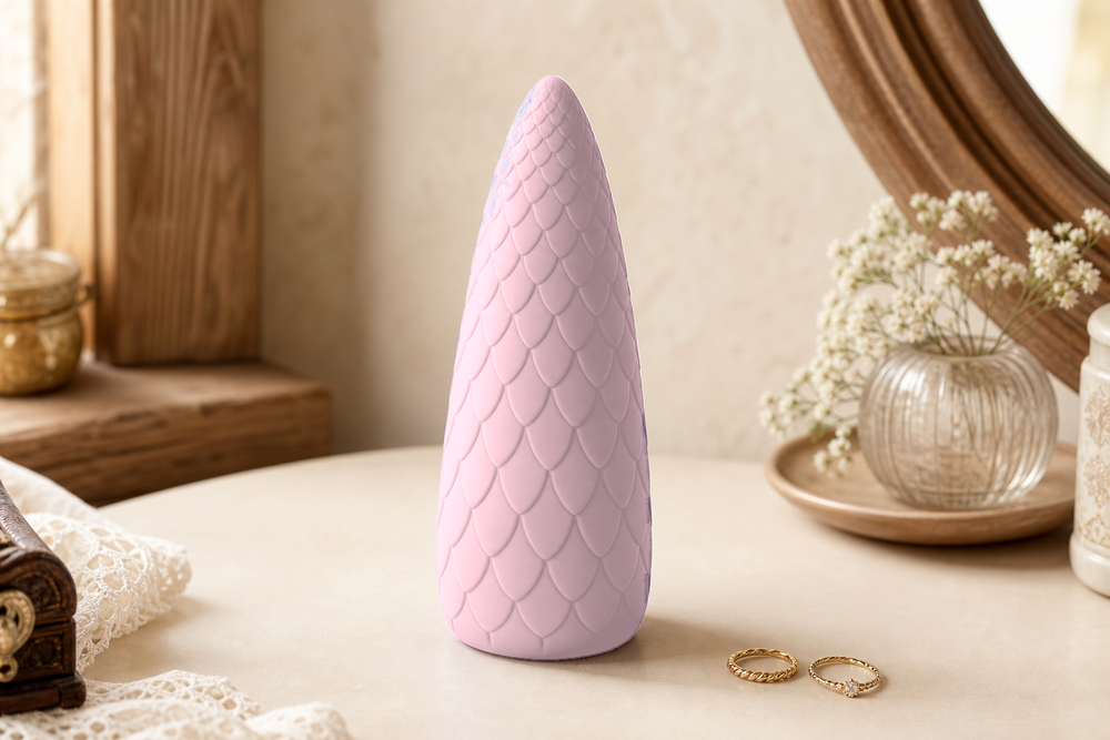 Dragon Egg Ring Holder, Fantasy Jewelry Stand, Pastel Vanity Decor Gift — Pink color variant