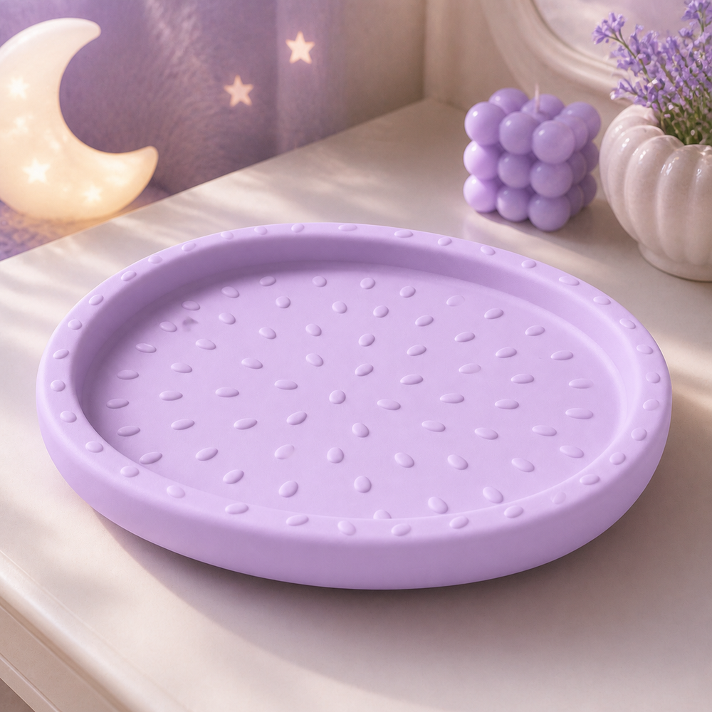 Dragonfruit Vanity Dish, Pastel Trinket Tray, Cute Desk Jewelry Holder Gift — Purple color variant