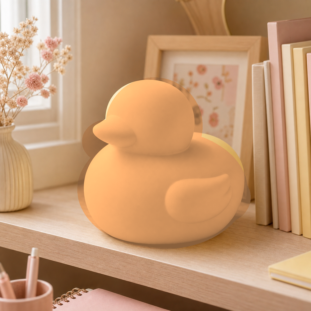 Duck Sculptural Accent, Pastel Kawaii Shelf Decor for Nursery and Desk — Orange color variant