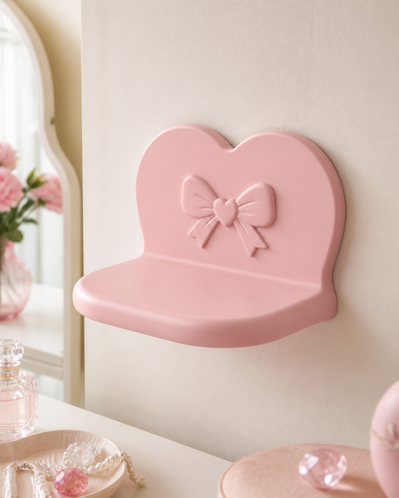 Heart Mini Wall Ledge, Coquette Pastel Shelf, Cute Room Decor Gift — Pink color variant
