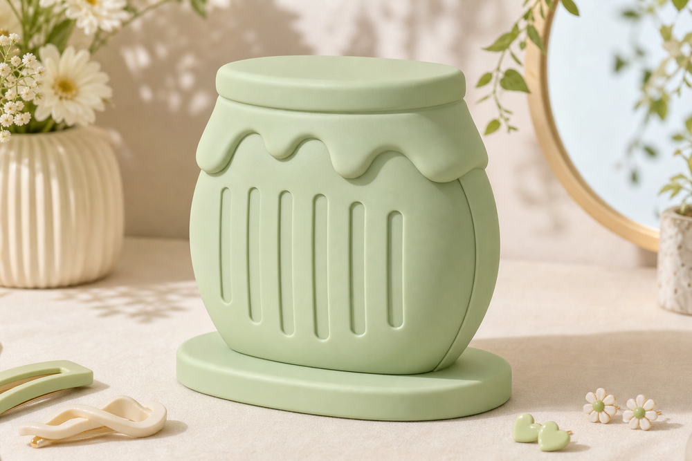 Honey Jar Earring Display, Pastel Hair Clip Holder, Cute Vanity Organizer Gift — Green color variant