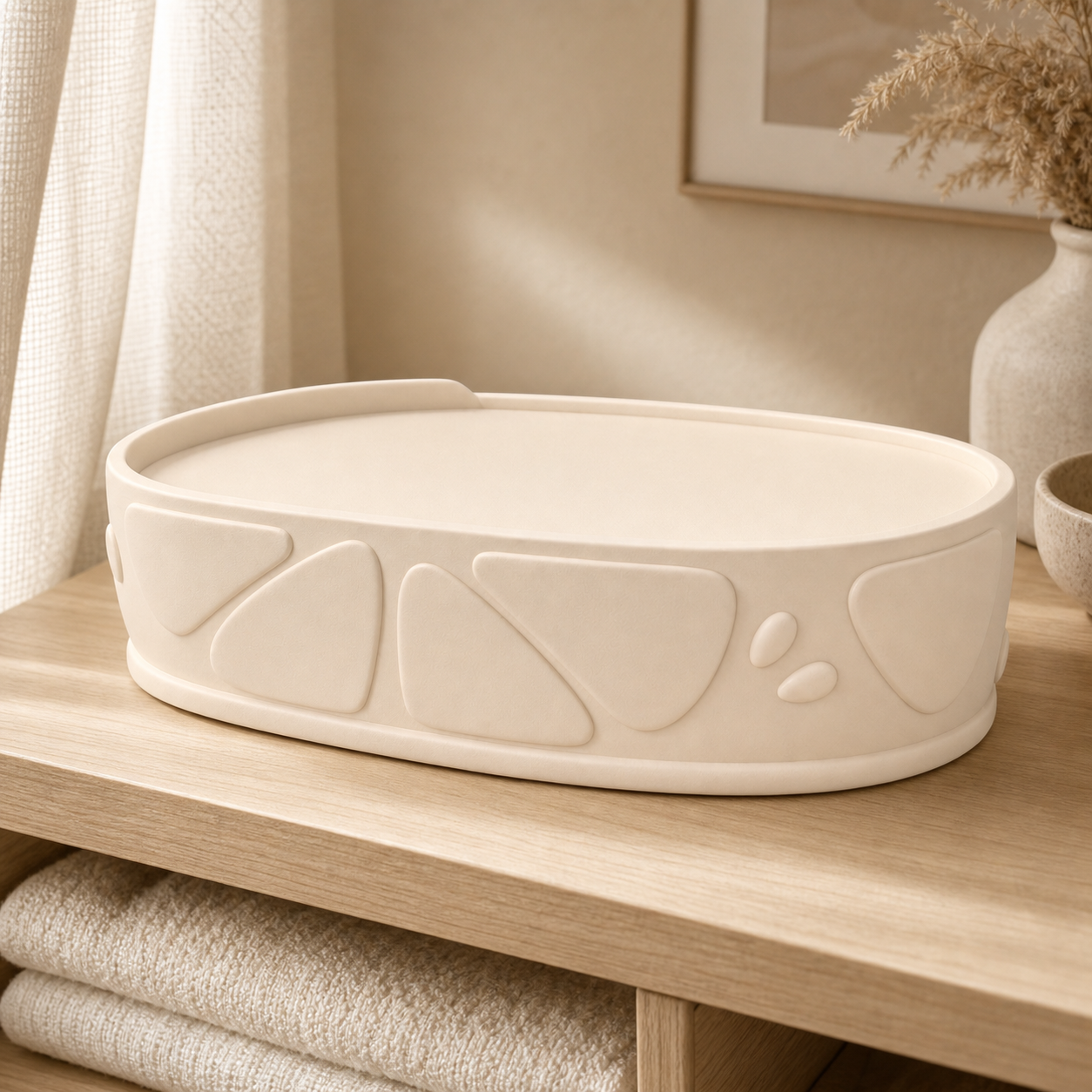 Lemon Slice Display Riser, Pastel Vanity Stand, Citrus Shelf Decor Gift — Beige color variant