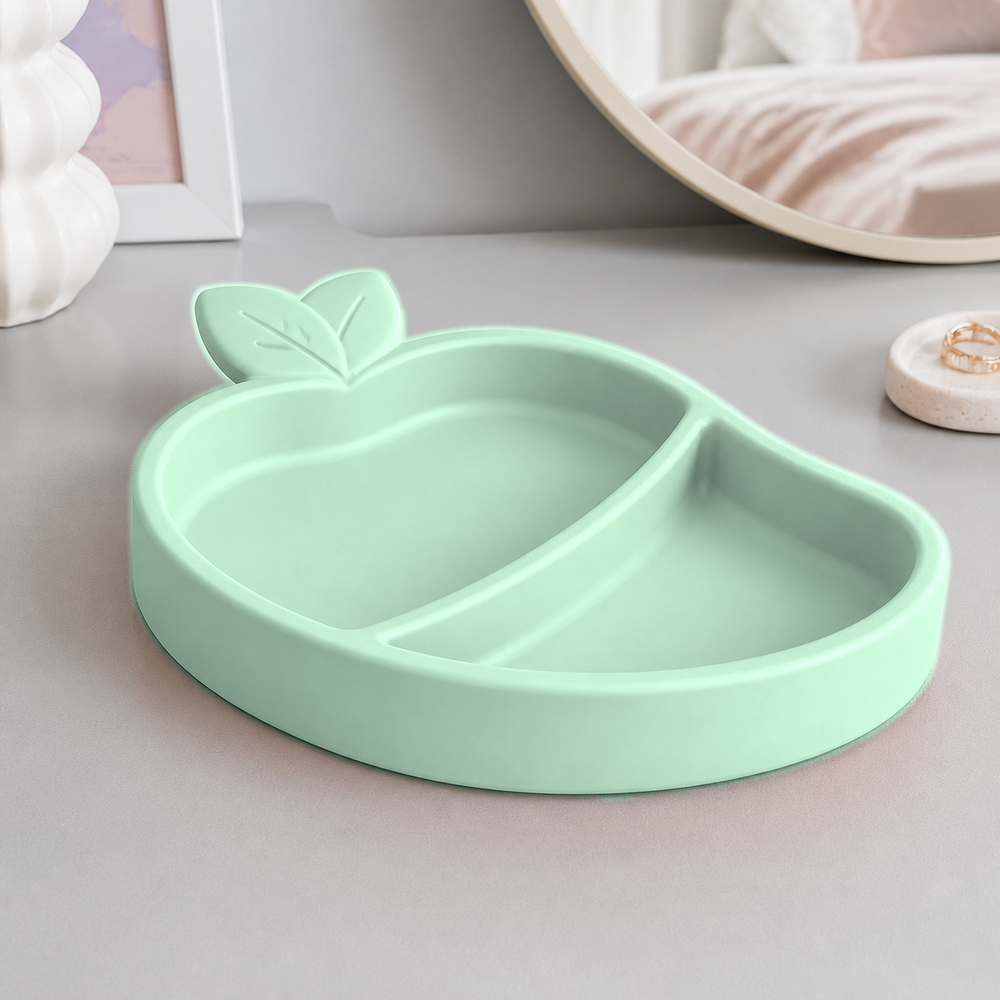 Mango Vanity Caddy, Pastel Divided Catchall Tray, Cute Kawaii Desk Decor Gift — Green color variant