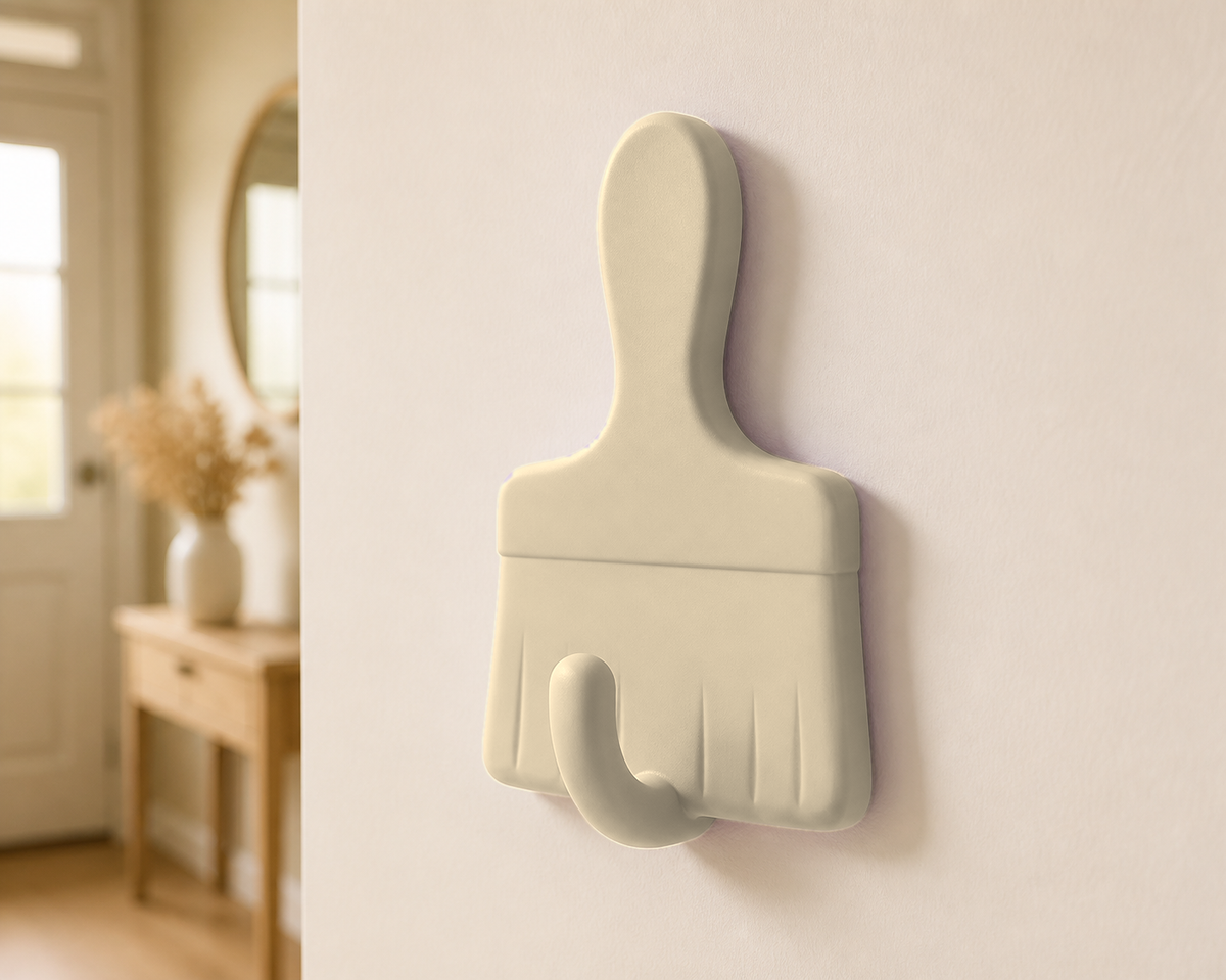 Paintbrush Key Hook, Pastel Artist Wall Peg, Cute Craft Room Entryway Decor Gift — Beige color variant