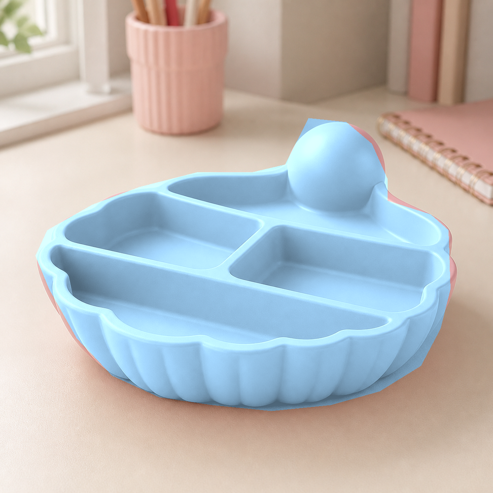 Pearl Desk Organizer, Pastel Shell Catchall Tray, Coastal Cute Office Decor Gift — Blue color variant