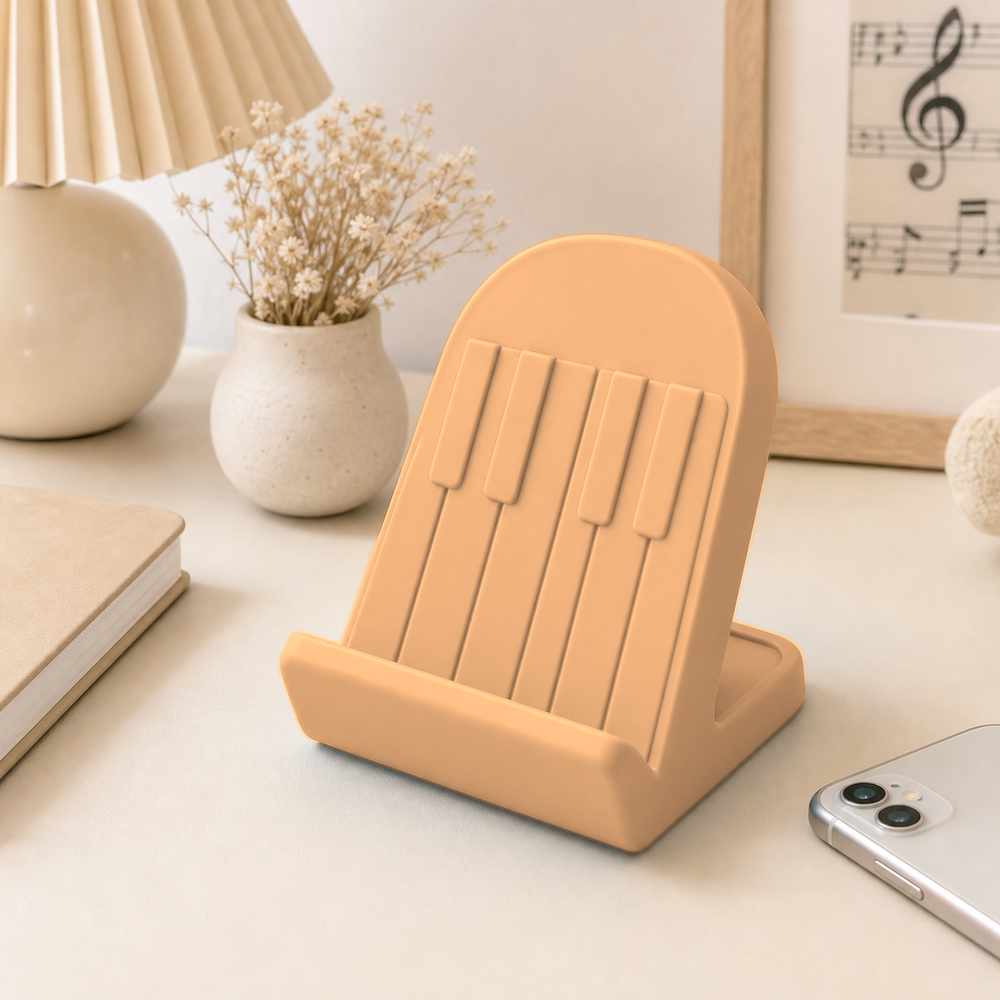 Piano Key Phone Stand, Music Desk Decor, Pastel Dorm Room Gift for Musicians — Orange color variant