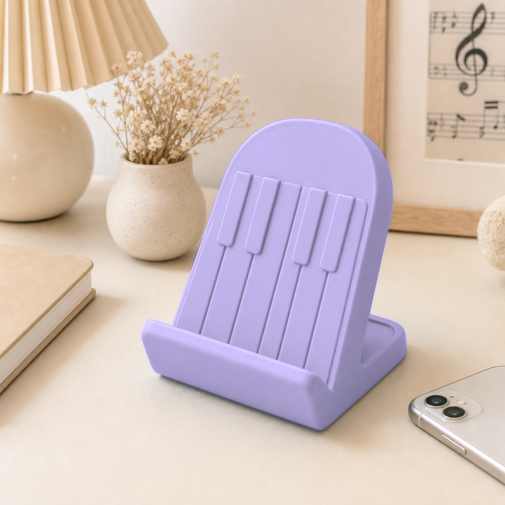 Piano Key Phone Stand, Music Desk Decor, Pastel Dorm Room Gift for Musicians — Purple color variant