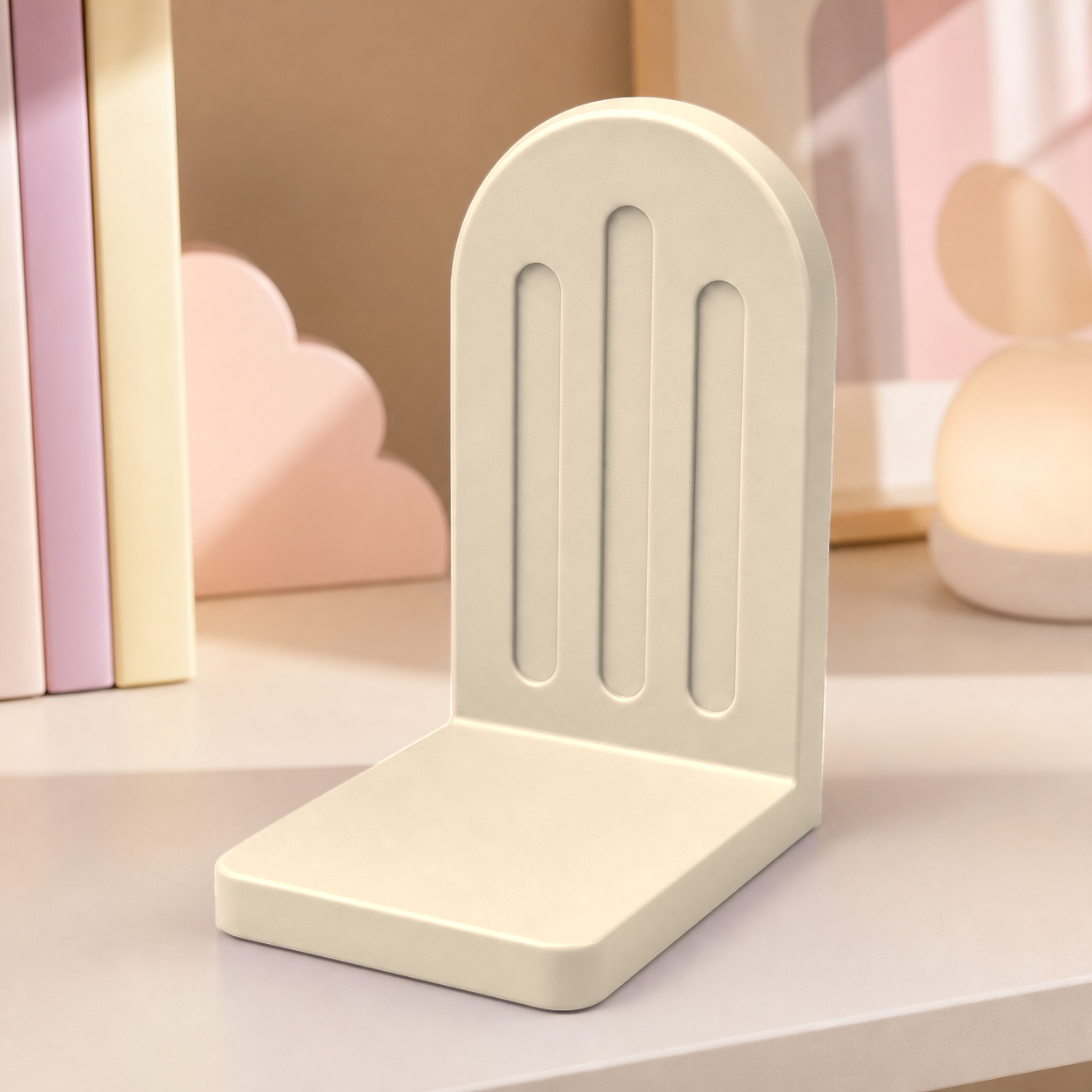 Popsicle Bookend, Pastel Shelf Decor, Cute Book Lover Gift, Dorm Room Decor — Beige color variant