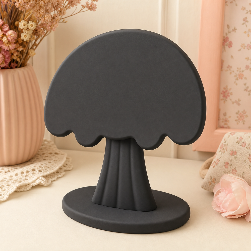 Toadstool Earring Holder, Pastel Hair Clip Display, Cottagecore Vanity Decor — Black color variant
