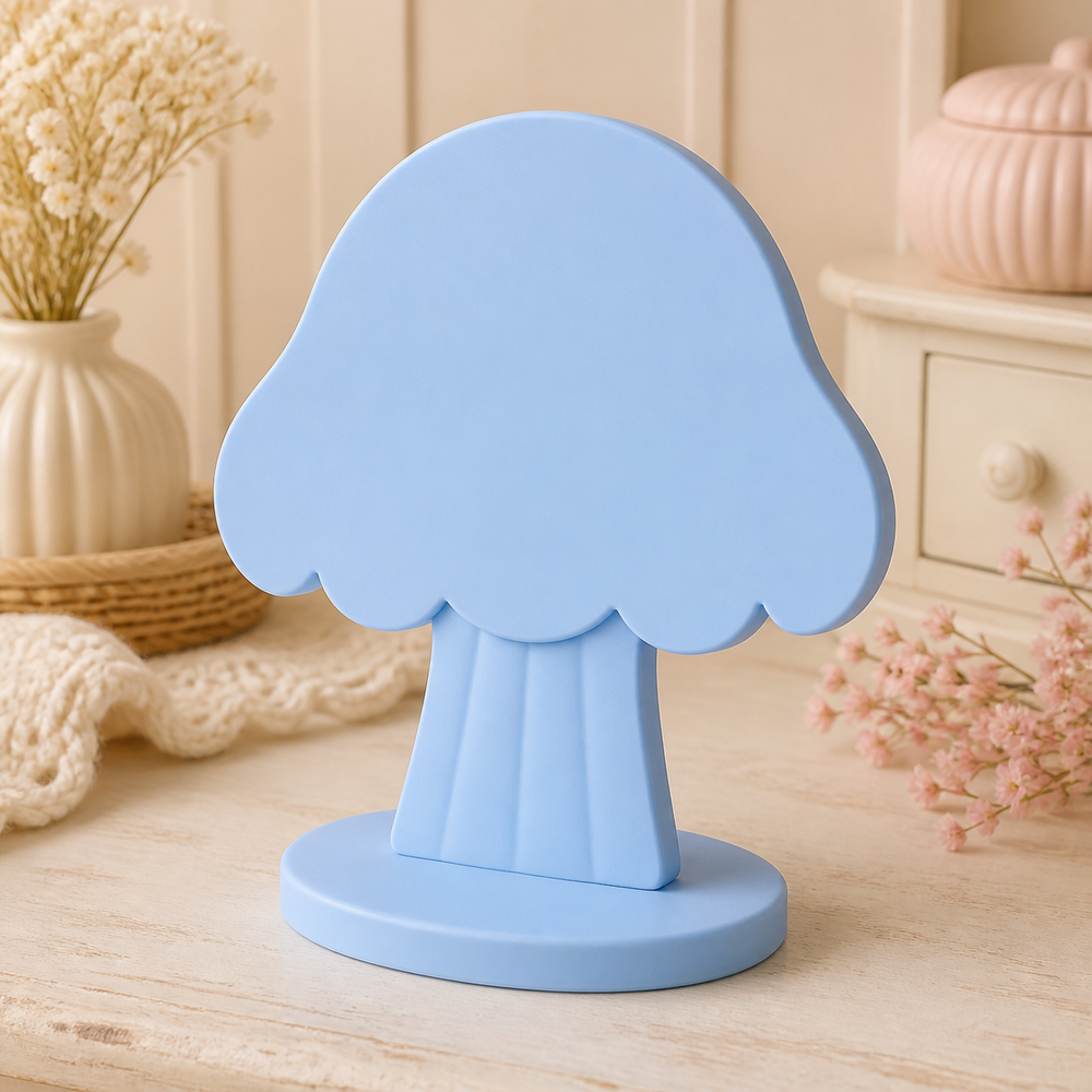 Toadstool Earring Holder, Pastel Hair Clip Display, Cottagecore Vanity Decor — Blue color variant