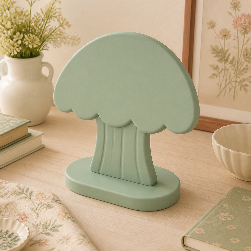 Toadstool Earring Holder, Pastel Hair Clip Display, Cottagecore Vanity Decor — Green color variant