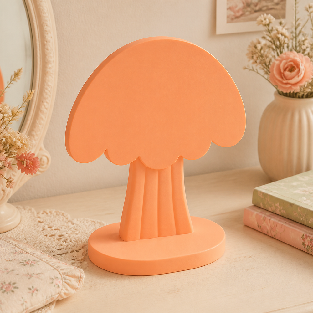Toadstool Earring Holder, Pastel Hair Clip Display, Cottagecore Vanity Decor — Orange color variant